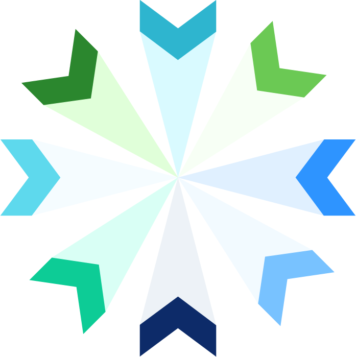 Various colored arrows sunbursting out from a central point.