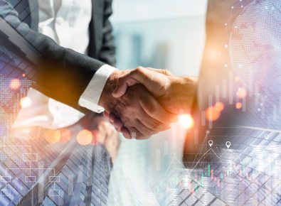 Businessman handshake for teamwork of business merger and acquisition,successful negotiate,hand shake,two businessman shake hand with partner to celebration partnership and business deal concept